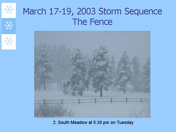 March 17 -19, 2003 Storm Sequence The Fence 2. South Meadow at 5: 30