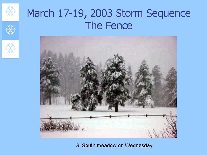 March 17 -19, 2003 Storm Sequence The Fence 3. South meadow on Wednesday 