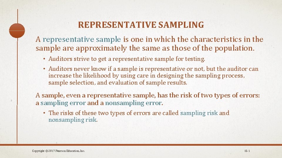 REPRESENTATIVE SAMPLING A representative sample is one in which the characteristics in the sample