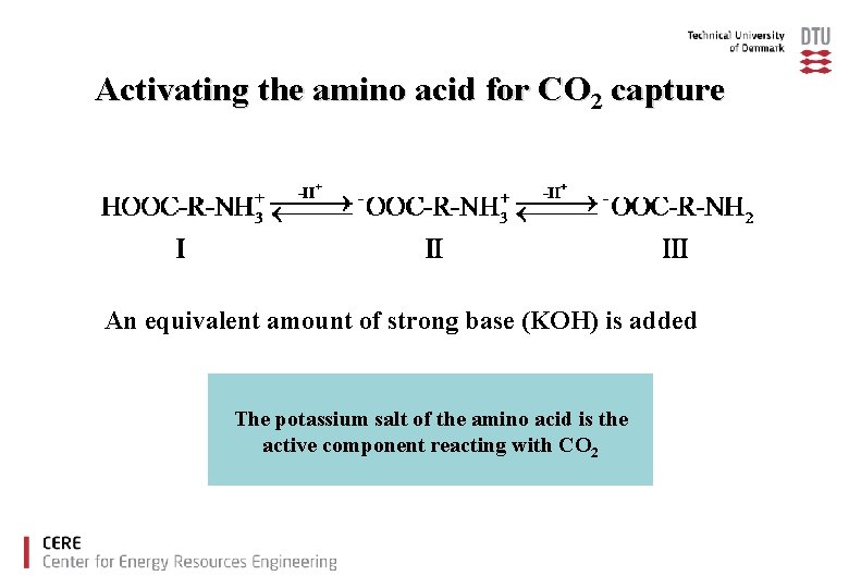 Activating the amino acid for CO 2 capture An equivalent amount of strong base