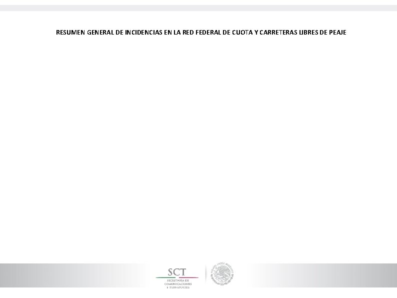 RESUMEN GENERAL DE INCIDENCIAS EN LA RED FEDERAL DE CUOTA Y CARRETERAS LIBRES DE