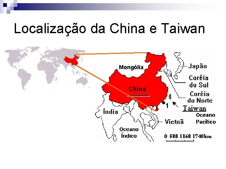 Localização da China e Taiwan Mongólia 