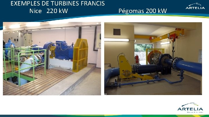 EXEMPLES DE TURBINES FRANCIS Nice 220 k. W Pégomas 200 k. W 