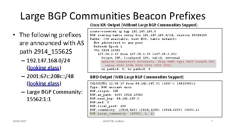 O S T O N Large Bgp Communities