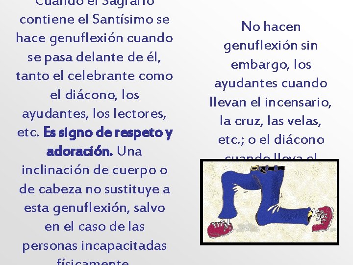 Cuando el Sagrario contiene el Santísimo se hace genuflexión cuando se pasa delante de