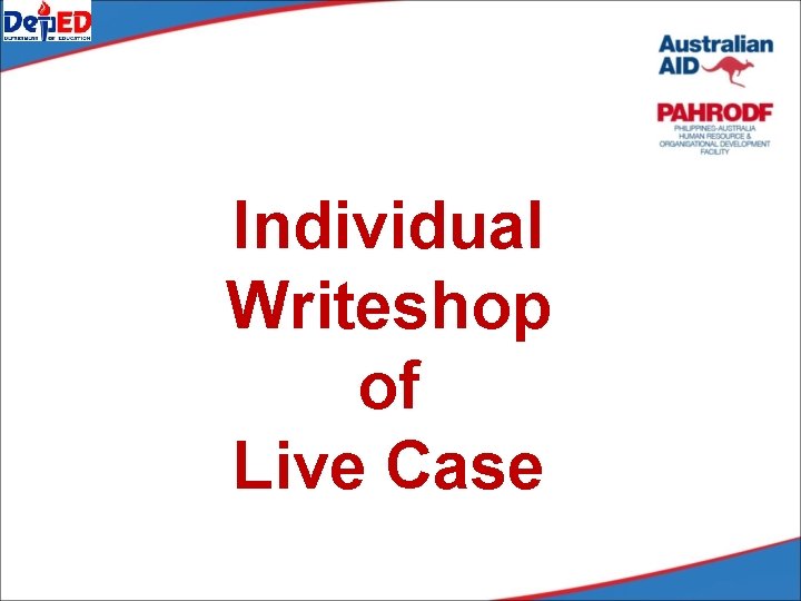 Individual Writeshop of Live Case Individual Writeshop of Live Case