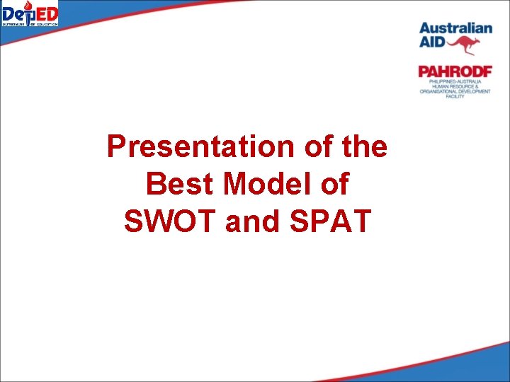 Presentation of the Best Model of SWOT and SPAT Presentation of the Best Model of SWOT and SPAT