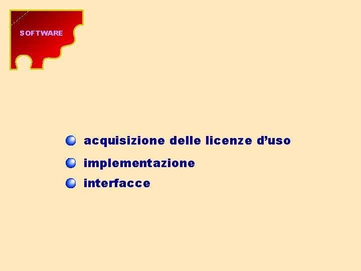 SOFTWARE acquisizione delle licenze d’uso implementazione interfacce 