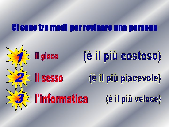 Ci sono tre modi per rovinare una persona 1 2 3 