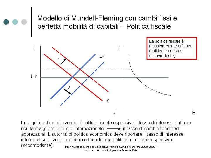 Modello di Mundell-Fleming con cambi fissi e perfetta mobilità di capitali – Politica fiscale