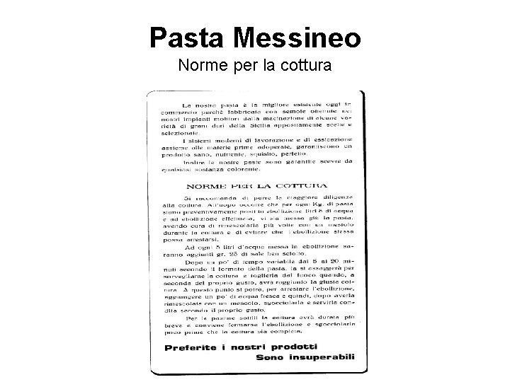 Pasta Messineo Norme per la cottura 