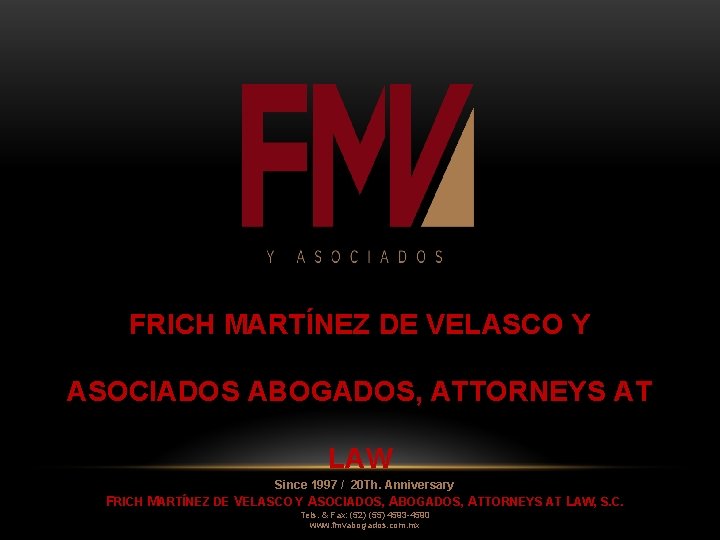 FRICH MARTÍNEZ DE VELASCO Y ASOCIADOS ABOGADOS, ATTORNEYS AT LAW Since 1997 / 20