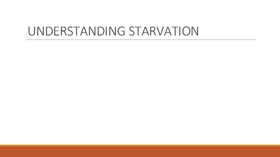 UNDERSTANDING STARVATION UNDERSTANDING STARVATION