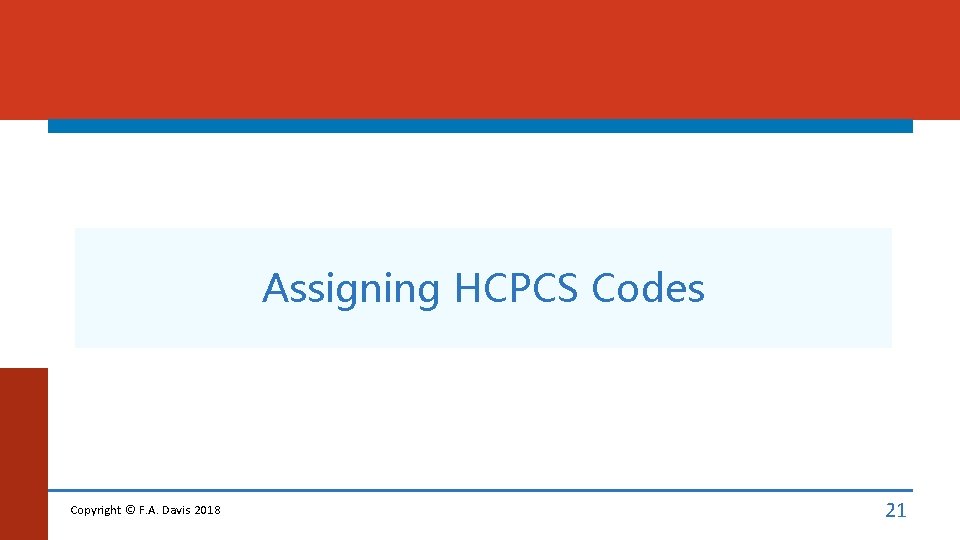 Assigning HCPCS Codes Copyright © F. A. Davis 2018 21 