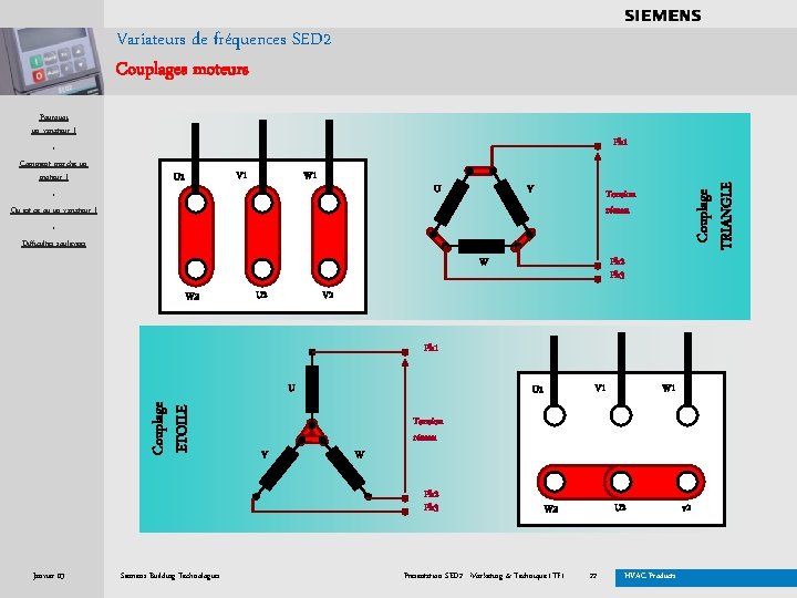 . . . . Variateurs de fréquences SED 2 Couplages moteurs Pourquoi un variateur