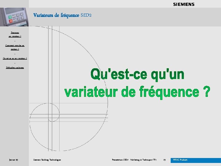 . . . . Variateurs de fréquence SED 2 Pourquoi un variateur ? *