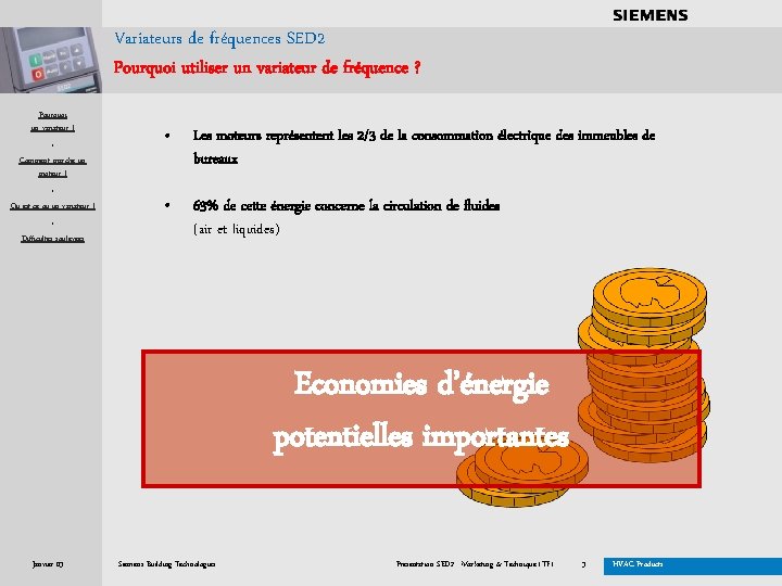 . . . . Variateurs de fréquences SED 2 Pourquoi utiliser un variateur de