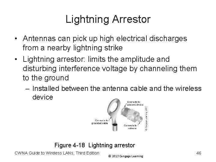Lightning Arrestor • Antennas can pick up high electrical discharges from a nearby lightning Lightning Arrestor • Antennas can pick up high electrical discharges from a nearby lightning