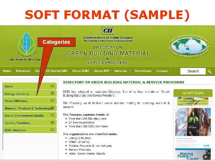 SOFT FORMAT (SAMPLE) Categories Search © Confederation of Indian Industry 