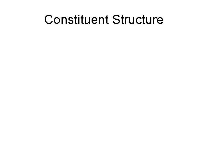 Constituent Structure 