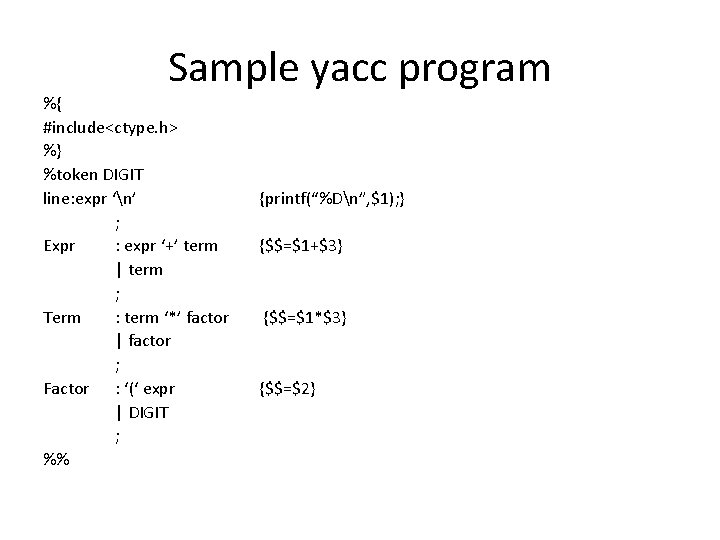 write a yacc program to handle parenthesis