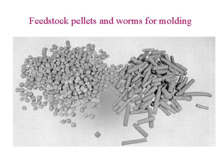 Feedstock pellets and worms for molding 