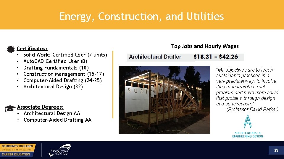 Energy, Construction, and Utilities Certificates: • Solid Works Certified User (7 units) • Auto.