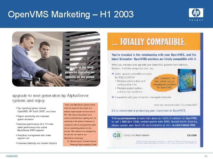 Open. VMS Marketing – H 1 2003 10/28/2020 41 