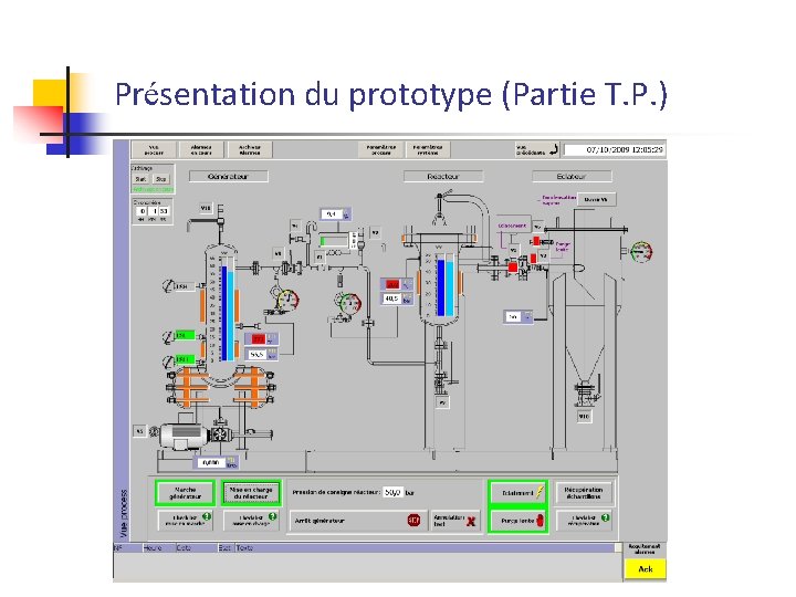 Présentation du prototype (Partie T. P. ) 