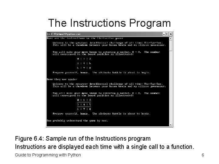 The Instructions Program Figure 6. 4: Sample run of the Instructions program Instructions are
