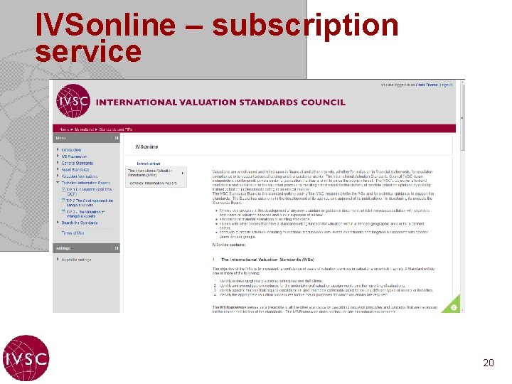 IVSonline – subscription service 20 