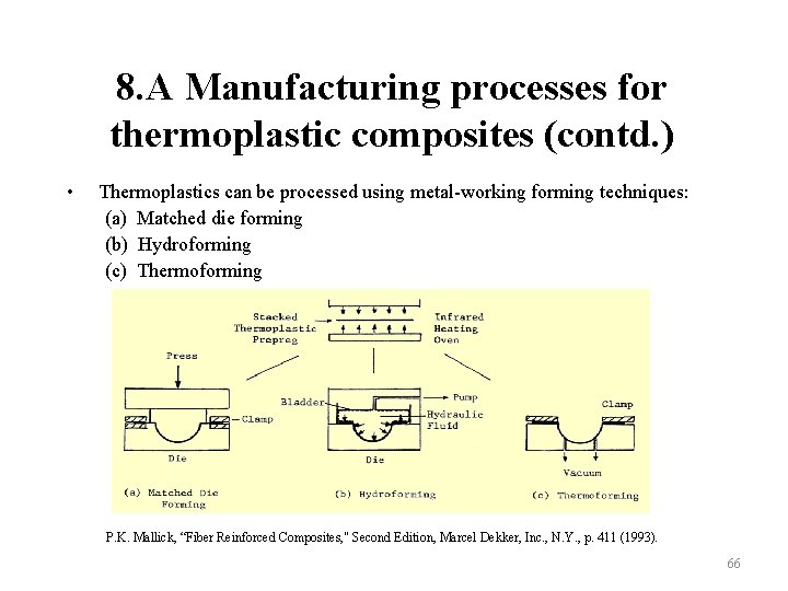 8. A Manufacturing processes for thermoplastic composites (contd. ) • Thermoplastics can be processed