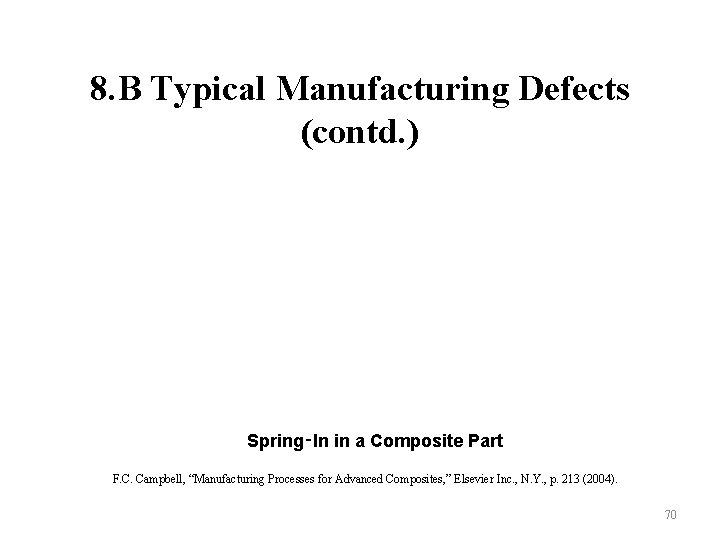 8. B Typical Manufacturing Defects (contd. ) Spring‑In in a Composite Part F. C.