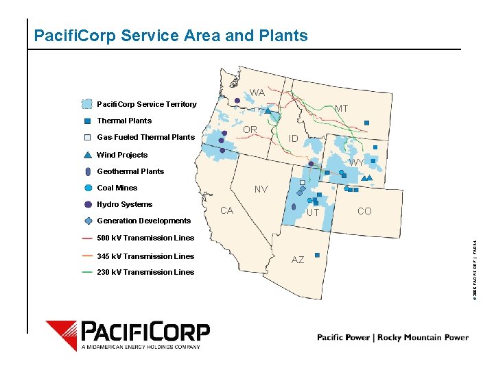 Pacifi. Corp Service Area and Plants WA Pacifi. Corp Service Territory MT Thermal Plants