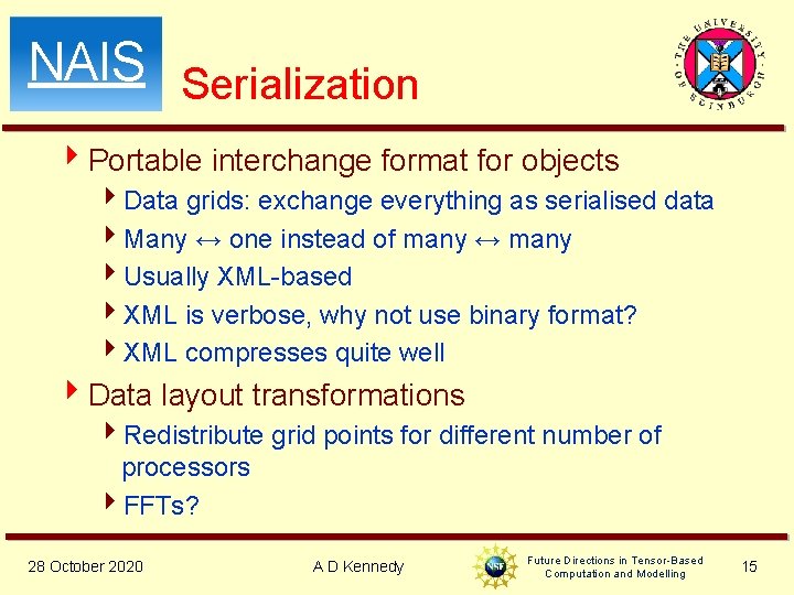 NAIS Serialization 4 Portable interchange format for objects 4 Data grids: exchange everything as NAIS Serialization 4 Portable interchange format for objects 4 Data grids: exchange everything as