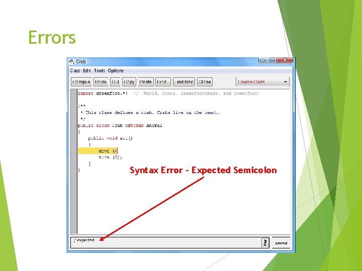 Errors Syntax Error - Expected Semicolon 