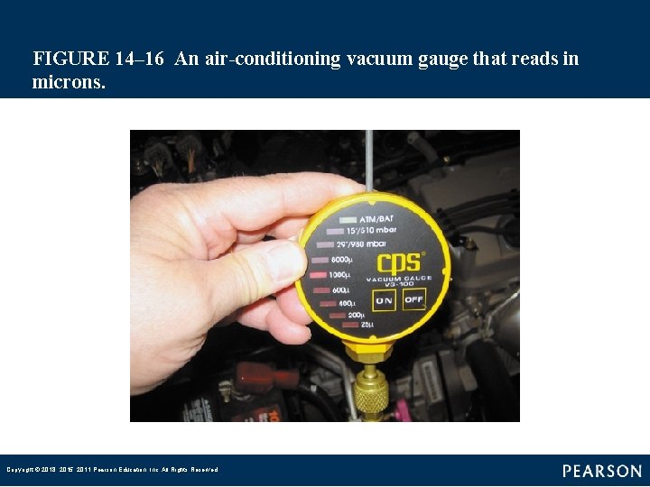 FIGURE 14– 16 An air-conditioning vacuum gauge that reads in microns. Copyright © 2018, 2015,