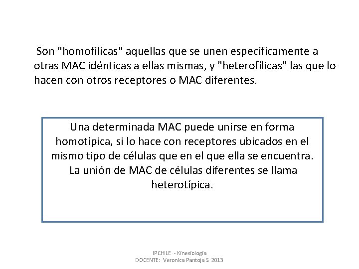  Son "homofílicas" aquellas que se unen específicamente a otras MAC idénticas a ellas