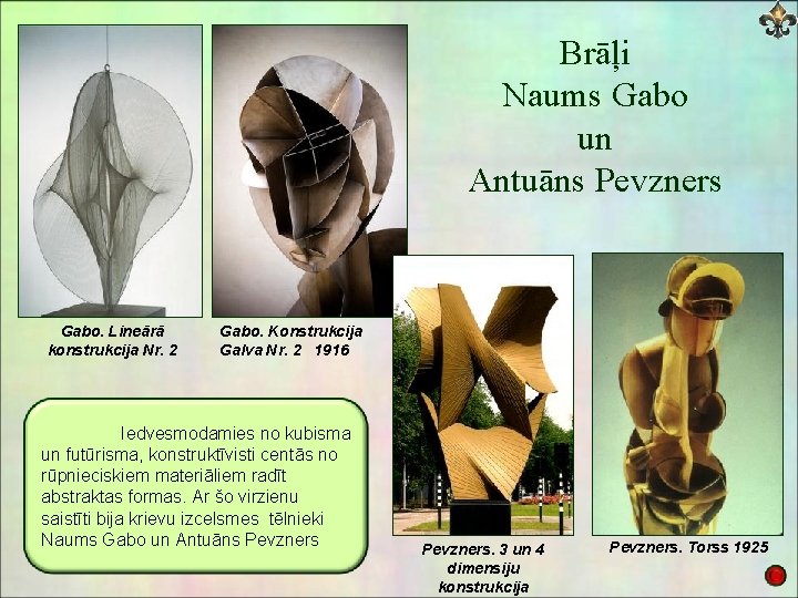 Brāļi Naums Gabo un Antuāns Pevzners Gabo. Lineārā konstrukcija Nr. 2 Gabo. Konstrukcija Galva