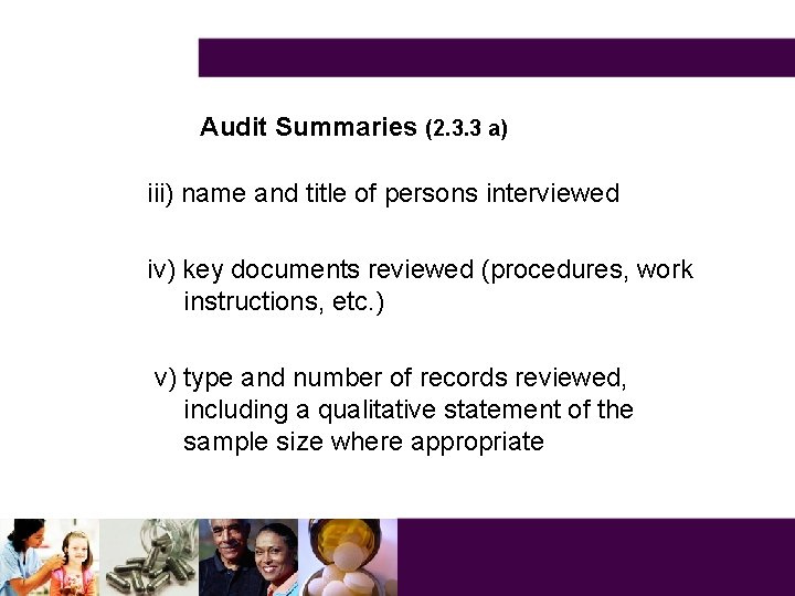 Audit Summaries (2. 3. 3 a) iii) name and title of persons interviewed iv)