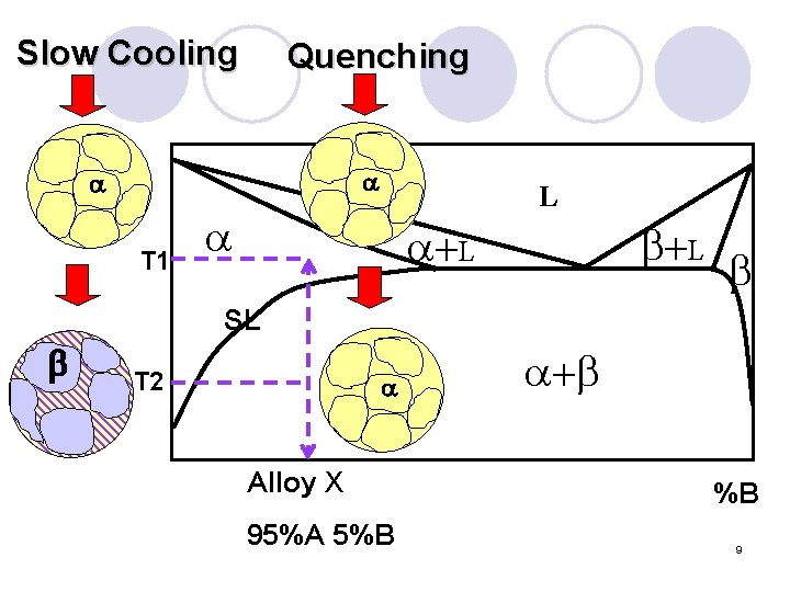 Slow Cooling Quenching T 1 SL T 2 L Alloy X 95%A 5%B L