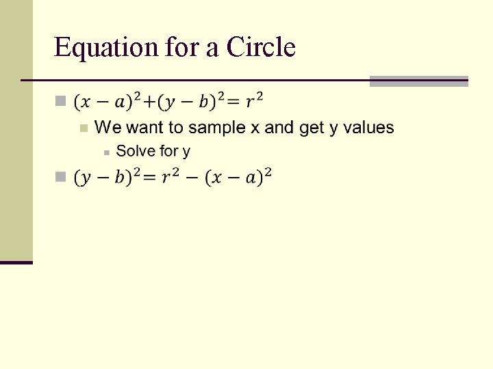 Equation for a Circle n 