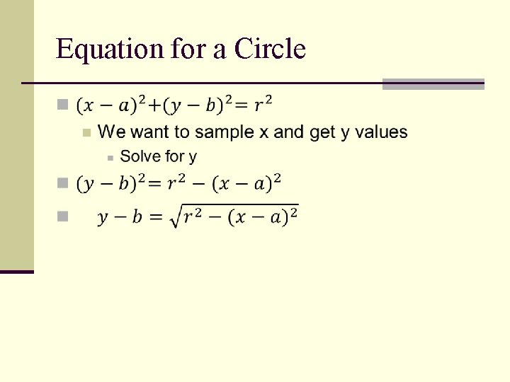 Equation for a Circle n 