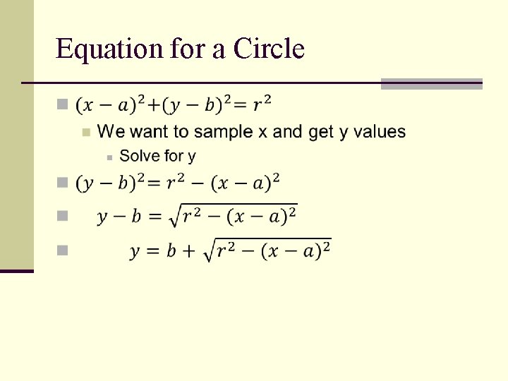 Equation for a Circle n 
