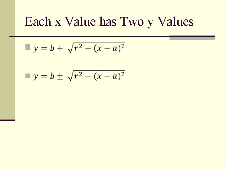 Each x Value has Two y Values n 