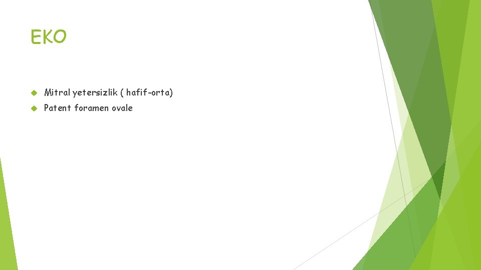 EKO Mitral yetersizlik ( hafif-orta) Patent foramen ovale 