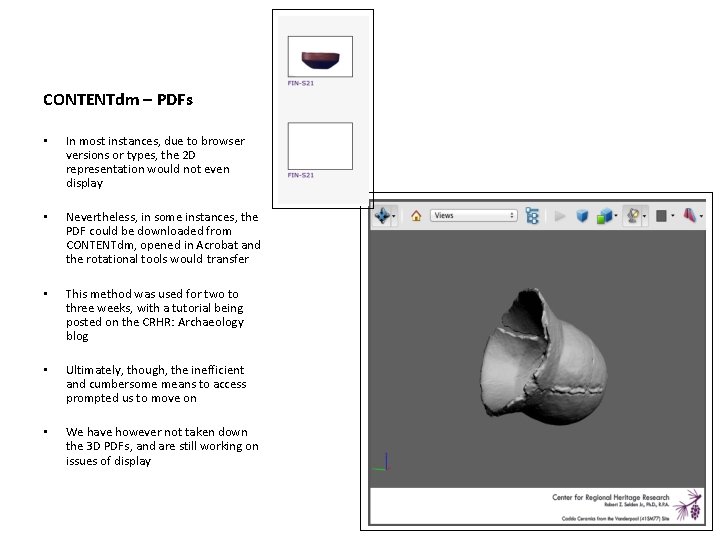 CONTENTdm – PDFs • In most instances, due to browser versions or types, the