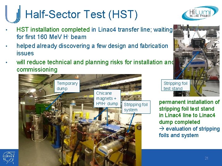 Half-Sector Test (HST) • • • HST installation completed in Linac 4 transfer line;