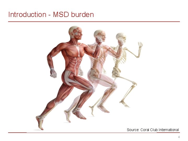 Introduction - MSD burden Source: Coral Club International 4 