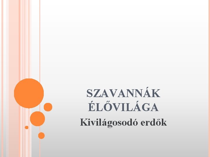 SZAVANNÁK ÉLŐVILÁGA Kivilágosodó erdők SZAVANNÁK ÉLŐVILÁGA Kivilágosodó erdők